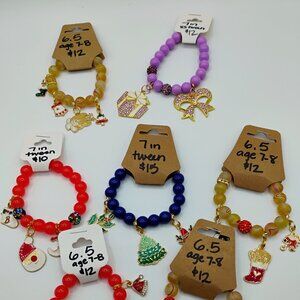 Kids Christmas Charm Bracelets - 7 pieces